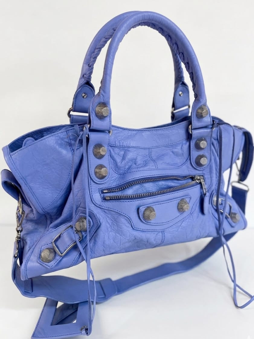 Nuage Lambskin Leather Giant 21 Silver City Bag.