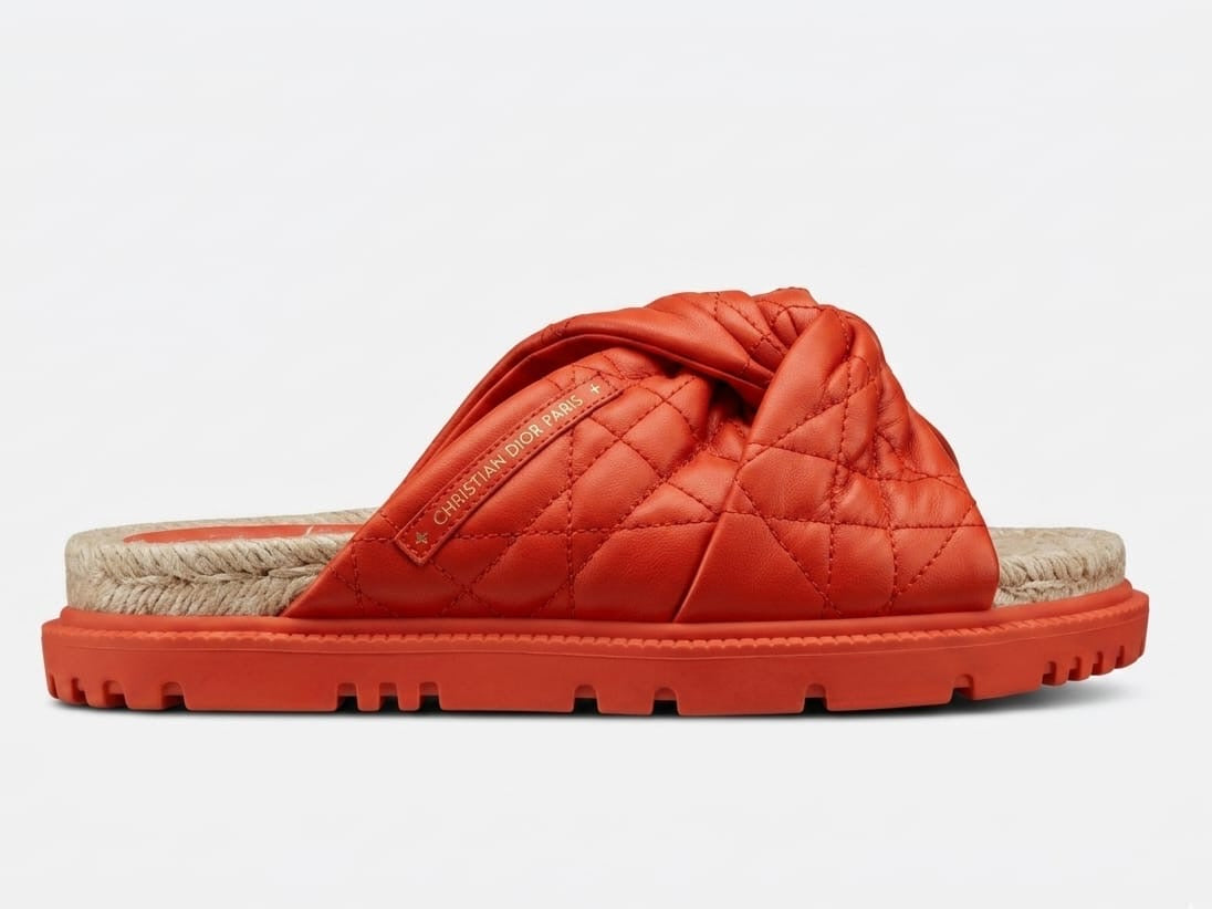 Cannage Quilted Sandals in Orange Mule
