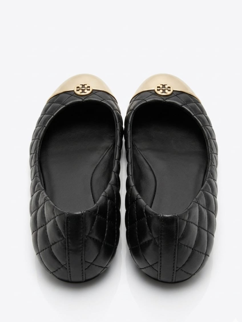 Kaitlin quilted black leather ballet flats