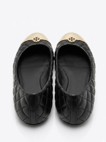 Kaitlin quilted black leather ballet flats