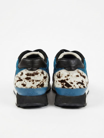 Rebel R261 sneakers featuring blue and purple glitter with a pony hair
