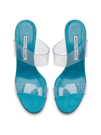 Scolto 90mm Mules in Turquoise Suede