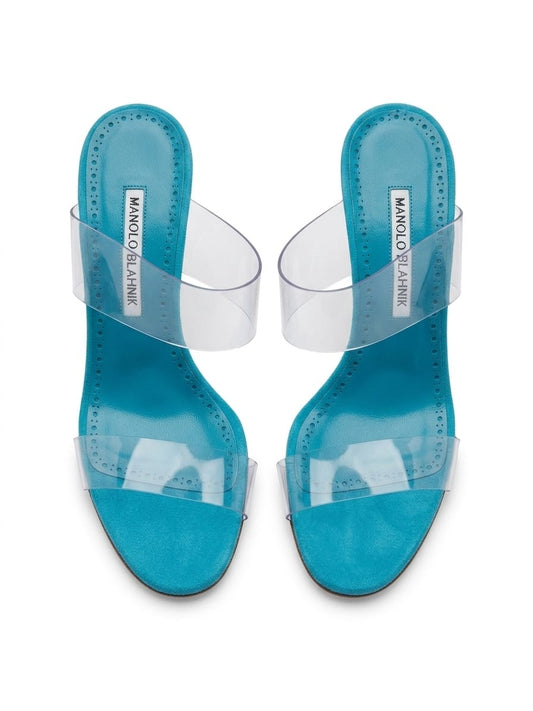 Scolto 90mm Mules in Turquoise Suede