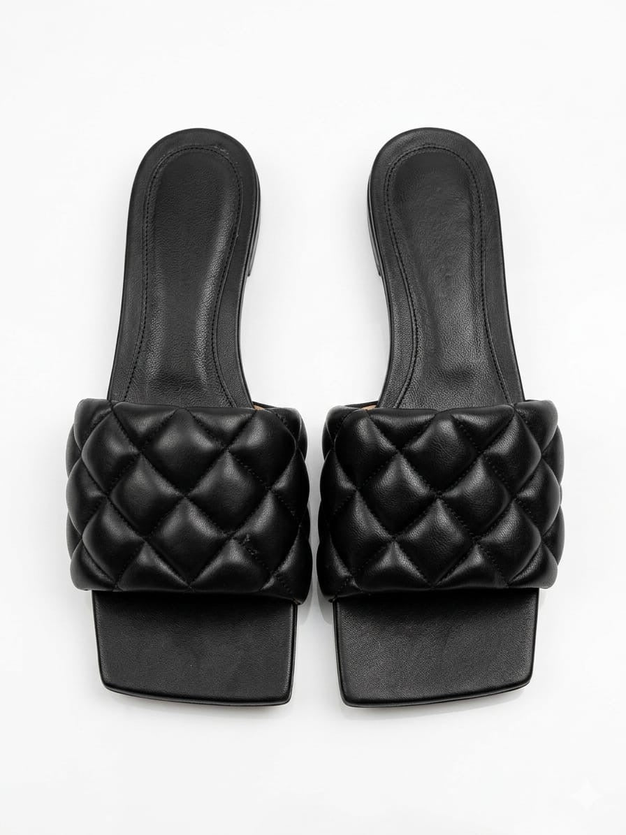 Nappa Matelassé Padded Flat Sandals