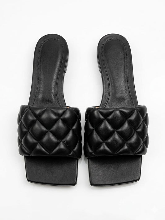 Nappa Matelassé Padded Flat Sandals