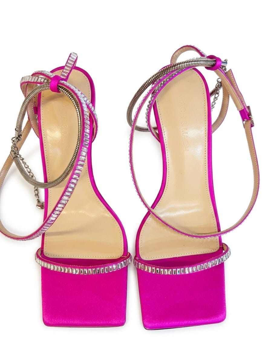 Heart Embellished Satin Sandals