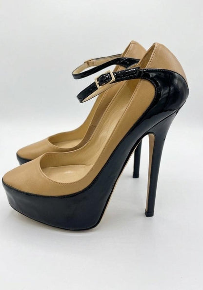 Siskin Colorblock Platform Pumps - Nude & Black Leather