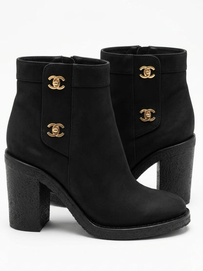 Suede CC Turnlock Ankle Boots