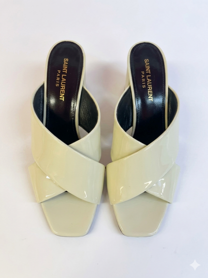 White patent leather cross sandals