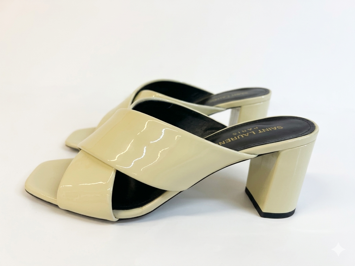White patent leather cross sandals