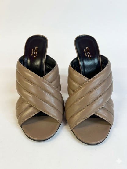 Webby Taupe Crisscross Mules