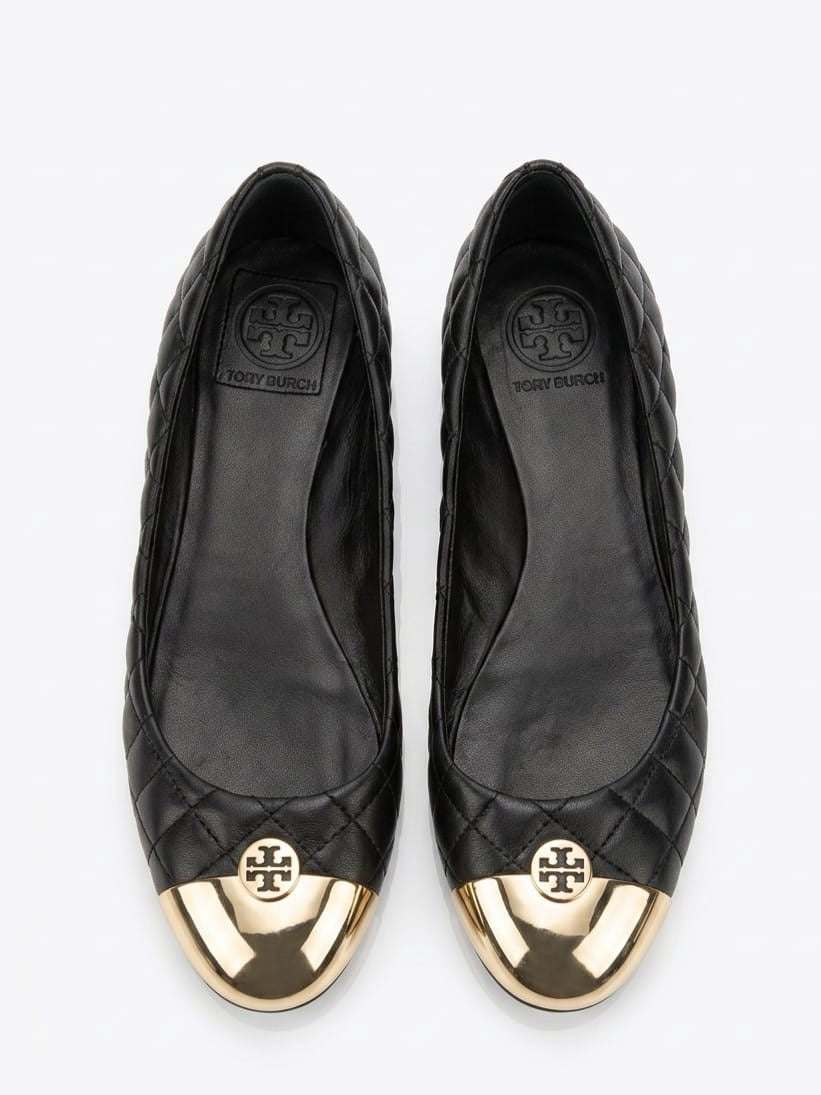 Kaitlin quilted black leather ballet flats
