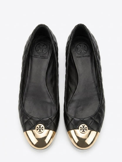 Kaitlin quilted black leather ballet flats
