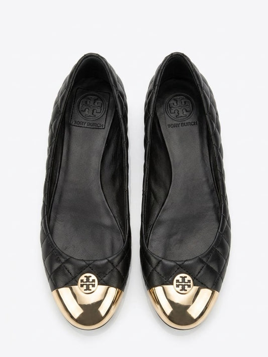 Kaitlin quilted black leather ballet flats