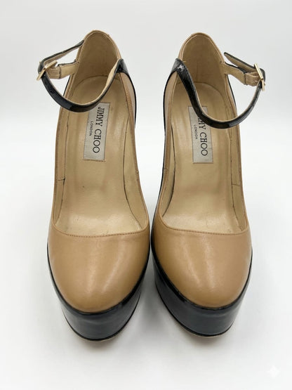 Siskin Colorblock Platform Pumps - Nude & Black Leather