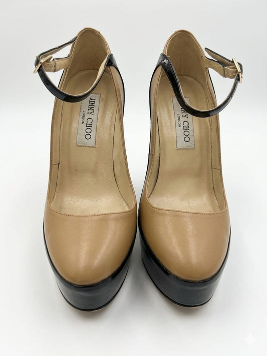 Siskin Colorblock Platform Pumps - Nude & Black Leather
