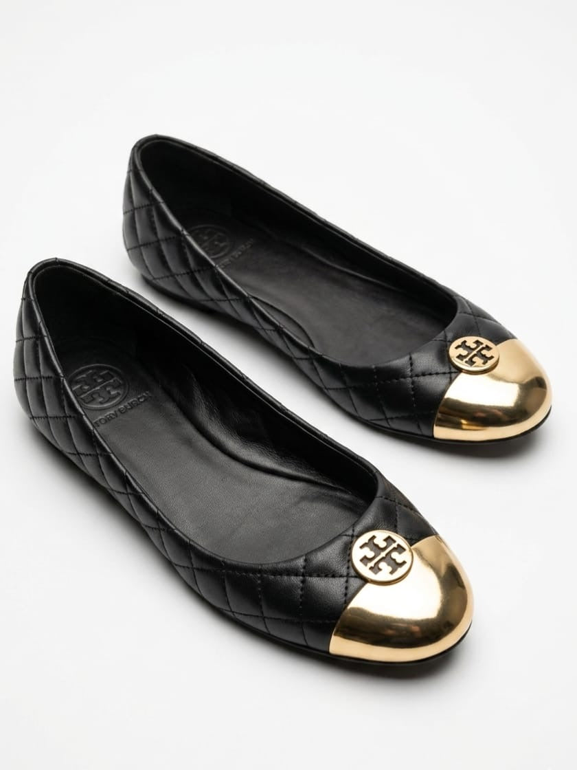 Kaitlin quilted black leather ballet flats