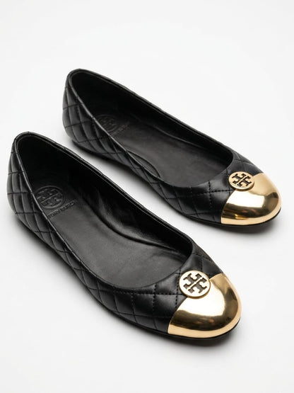 Kaitlin quilted black leather ballet flats